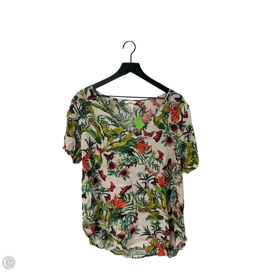 Top Short Sleeve By H&m In Floral Print, Size: 12