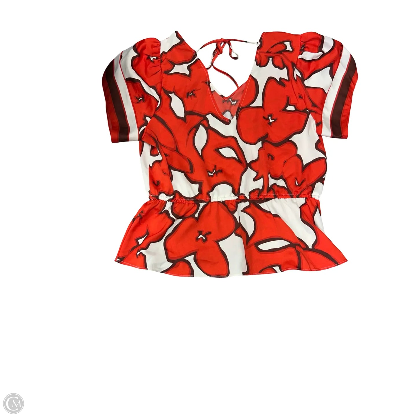 Top Short Sleeve By Nine West In Cream & Red, Size: L