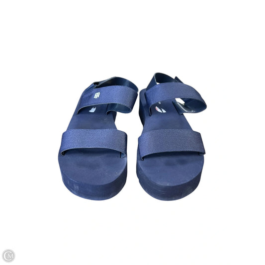 Sandals Heels Platform By Tommy Hilfiger In Navy, Size: 10