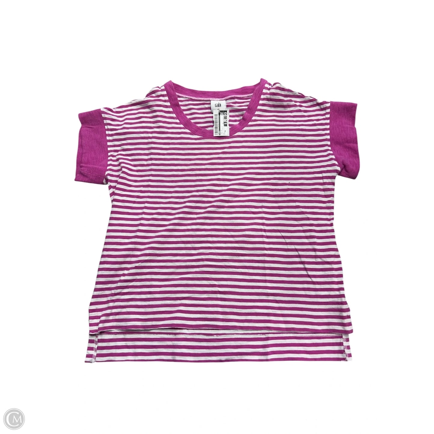 Top Short Sleeve By Cabi In Pink & White, Size: Xs