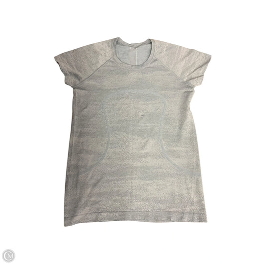 Athletic Top Short Sleeve By Lululemon In Blue & Grey, Size: 12
