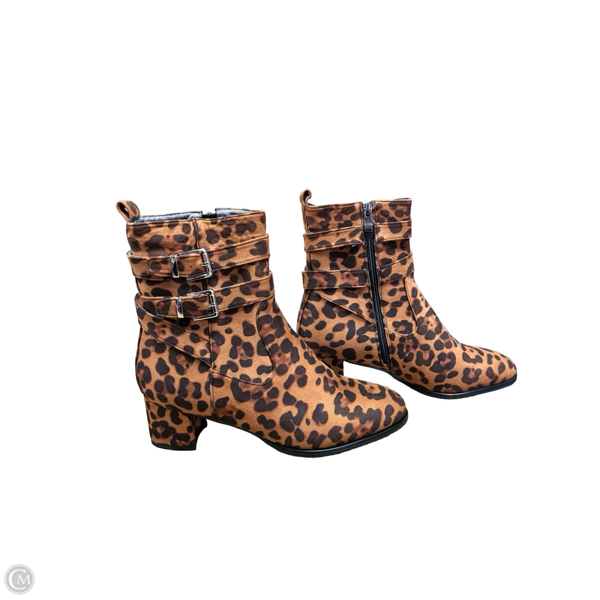 Boots Ankle Heels By Cmf In Leopard Print, Size: 9