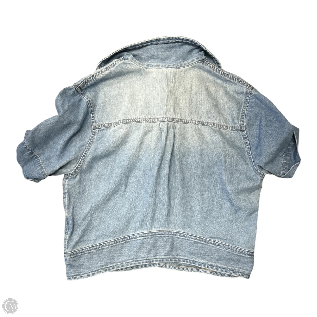 Blouse Short Sleeve By Risen In Blue Denim, Size: M