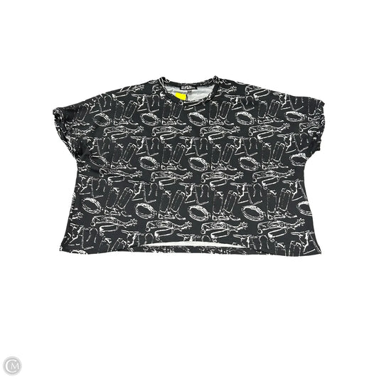 Top Short Sleeve By Cmc In Black & White, Size: 2x