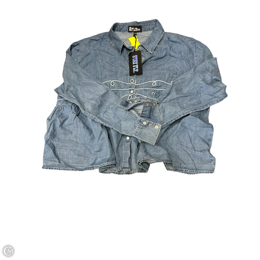 Blouse Long Sleeve By Cmc In Blue Denim, Size: 2x