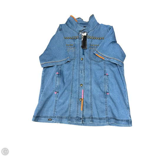 Blouse Short Sleeve By Lucky & Blessed In Blue Denim, Size: L