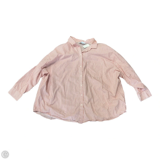 Blouse Long Sleeve By Old Navy In Pink & White, Size: 2x