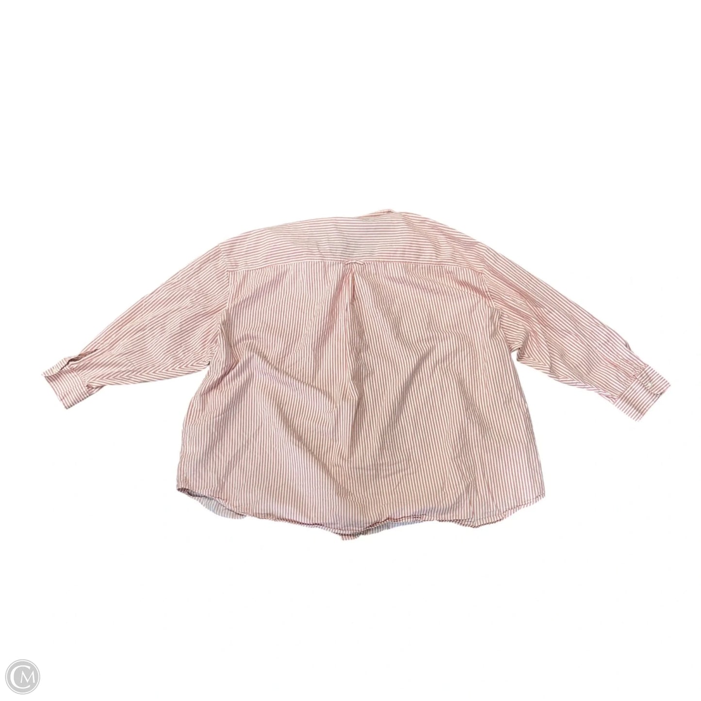 Blouse Long Sleeve By Old Navy In Pink & White, Size: 2x
