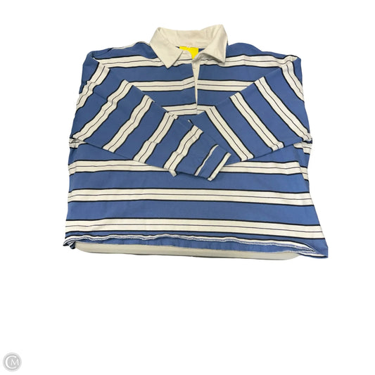 Top Long Sleeve By Nuuds In Blue & White, Size: L