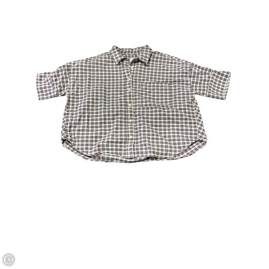 Blouse Short Sleeve By Maeve In Plaid Pattern, Size: L