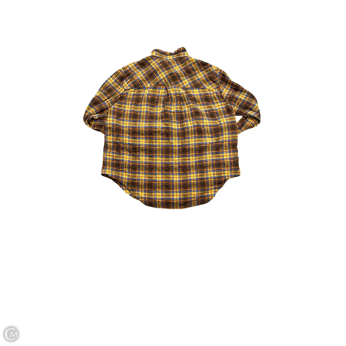 Blouse Long Sleeve By Elliott Lauren In Plaid Pattern, Size: M