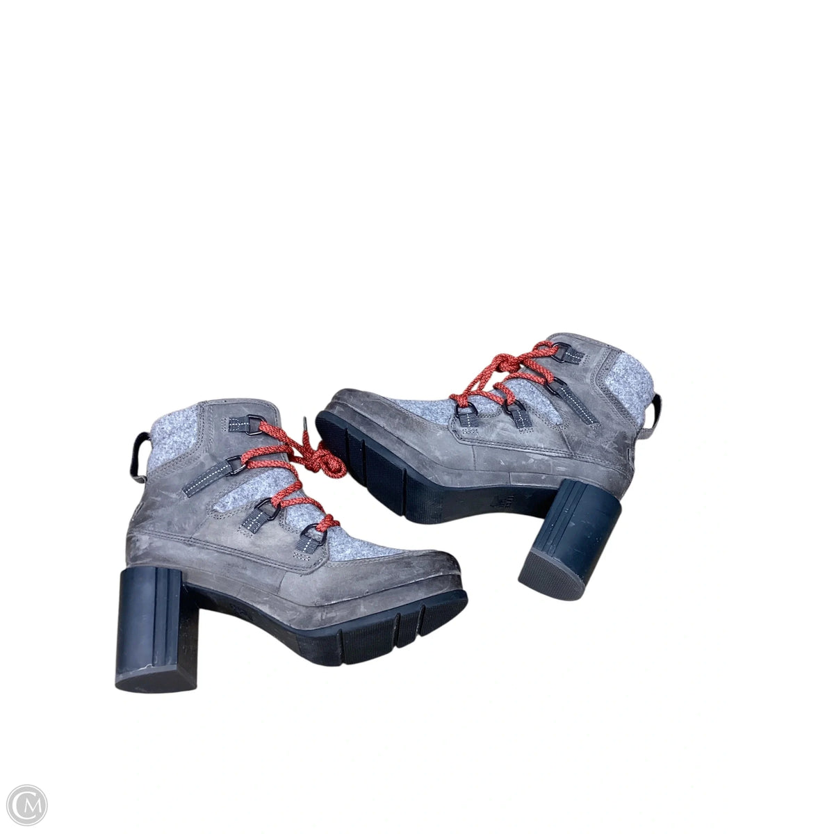 Boots Ankle Heels By Sorel In Grey & Orange, Size: 9