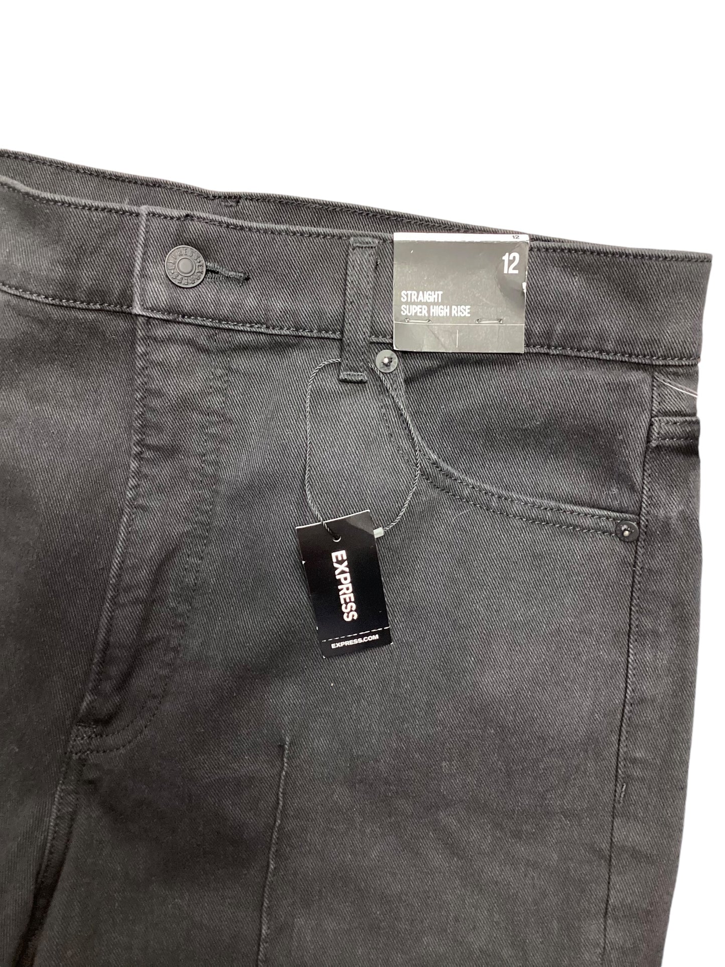 Jeans Straight By Express In Black Denim, Size: 12