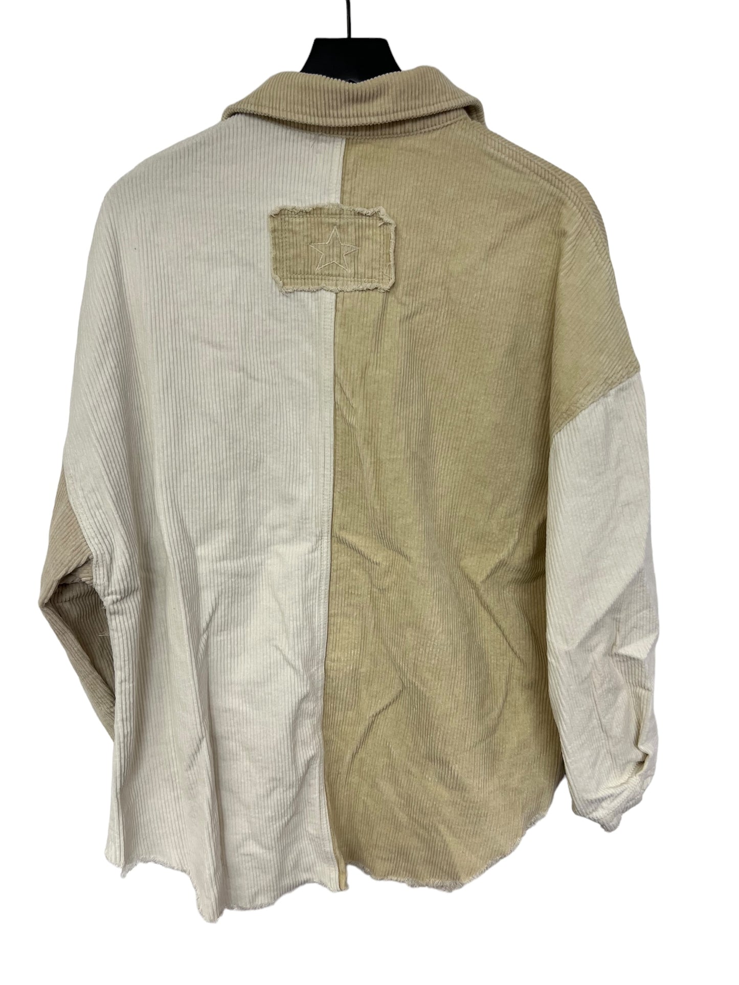 Jacket Shirt By Pol In Cream & White, Size: S