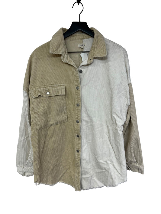 Jacket Shirt By Pol In Cream & White, Size: S