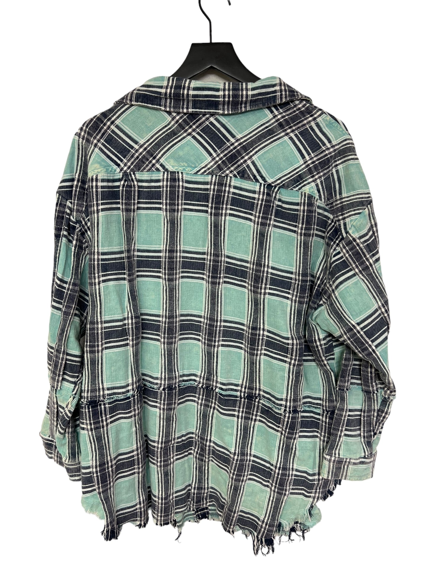 Jacket Shirt By Oli & Hali In Blue & Green, Size: M