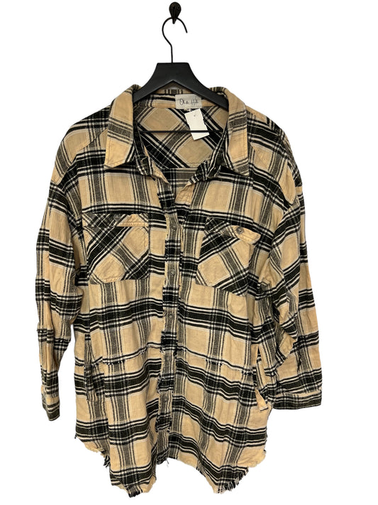 Jacket Shirt By Oli & Hali In Black & Cream, Size: M