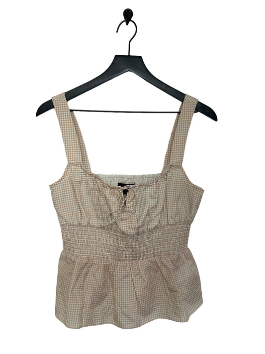 Tan & White Top Sleeveless J. Crew, Size S