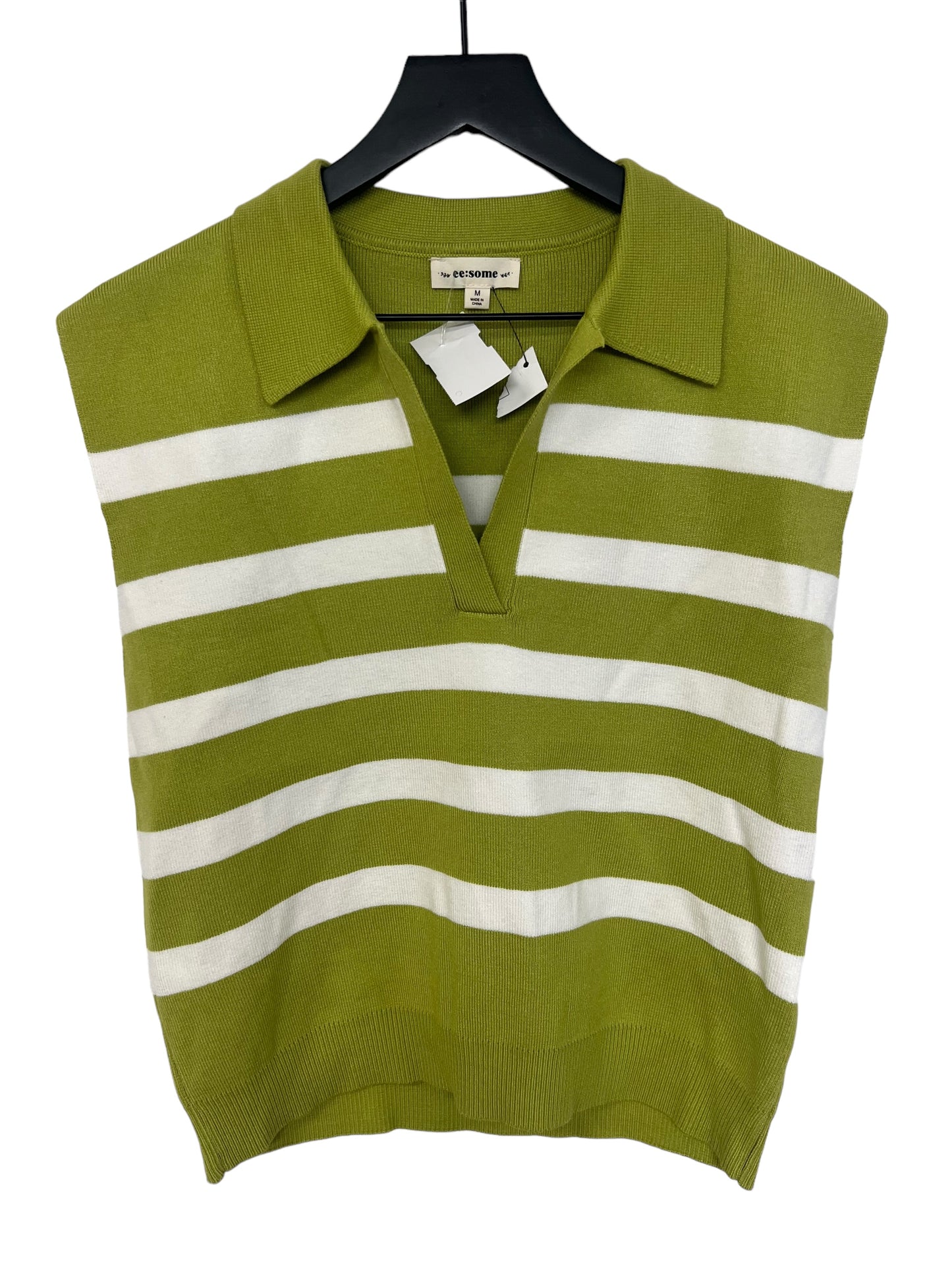 Top Short Sleeve By Ee Some In Green & White, Size: M