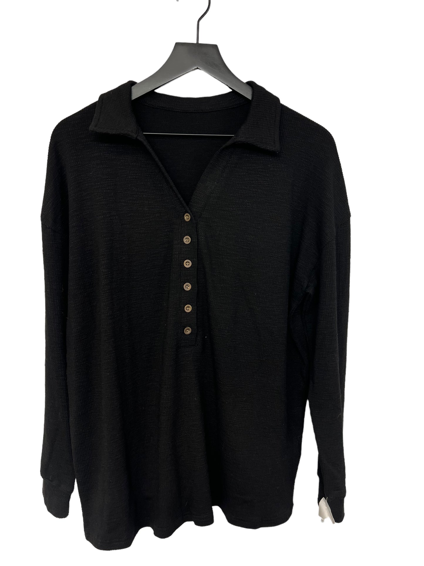 Top Long Sleeve By Cme In Black, Size: L