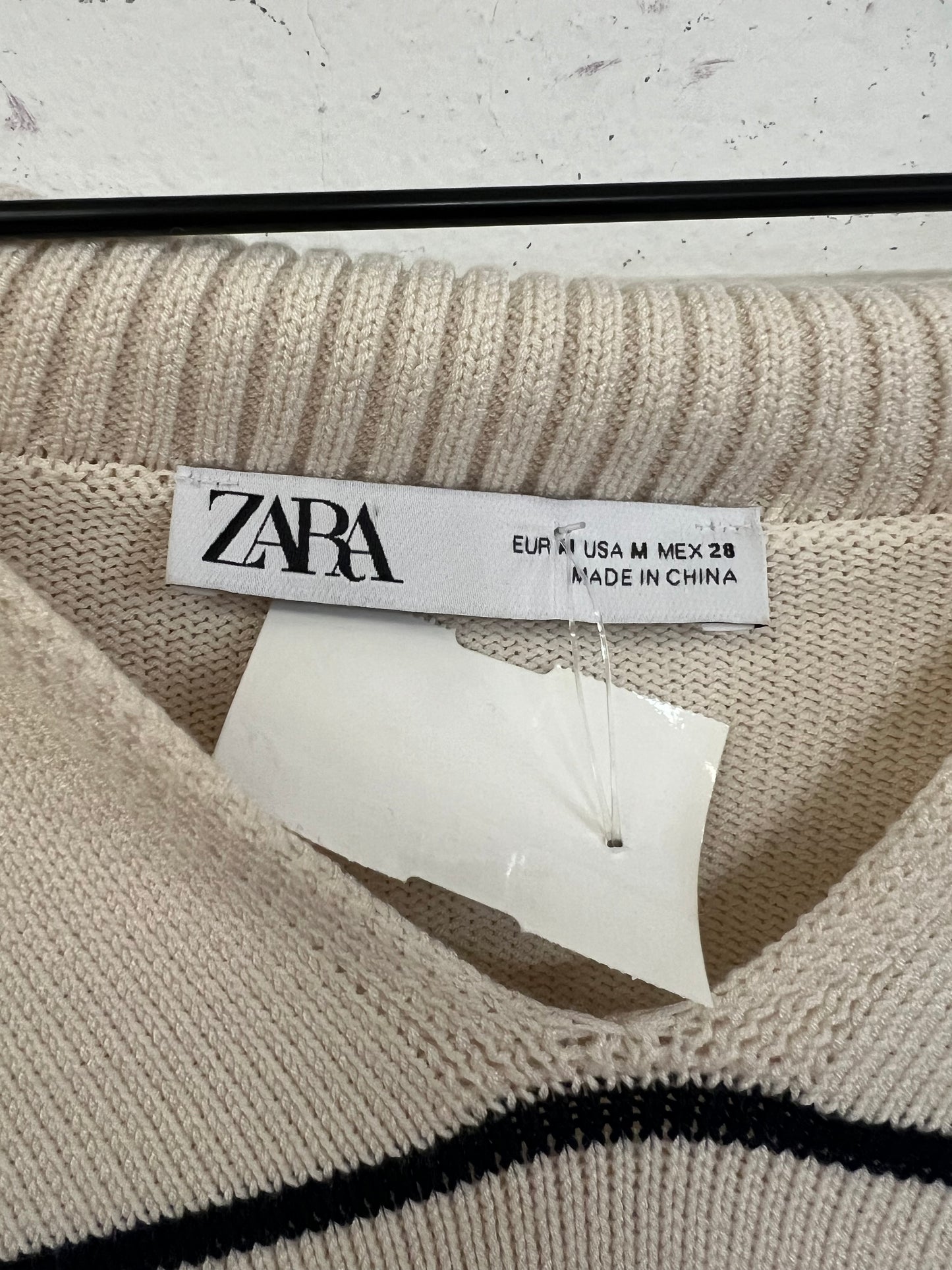 Sweater By Zara In Black & Cream, Size: M