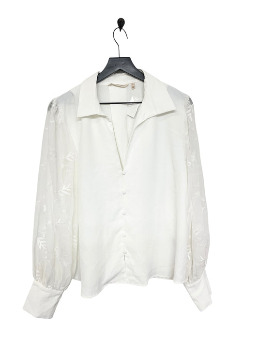 Blouse Long Sleeve By Soft Surroundings In White, Size: L