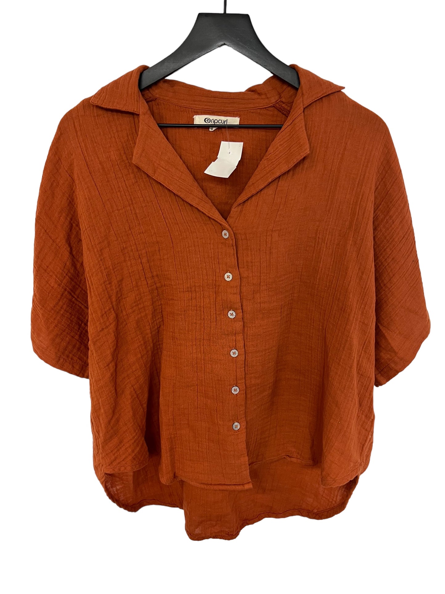 Blouse Short Sleeve By Rip Curl In Orange, Size: Xs