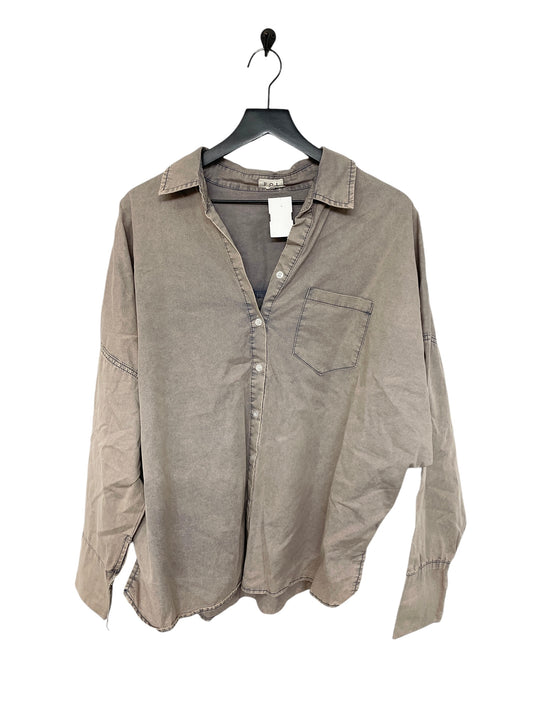 Blouse Long Sleeve By Pol In Taupe, Size: L