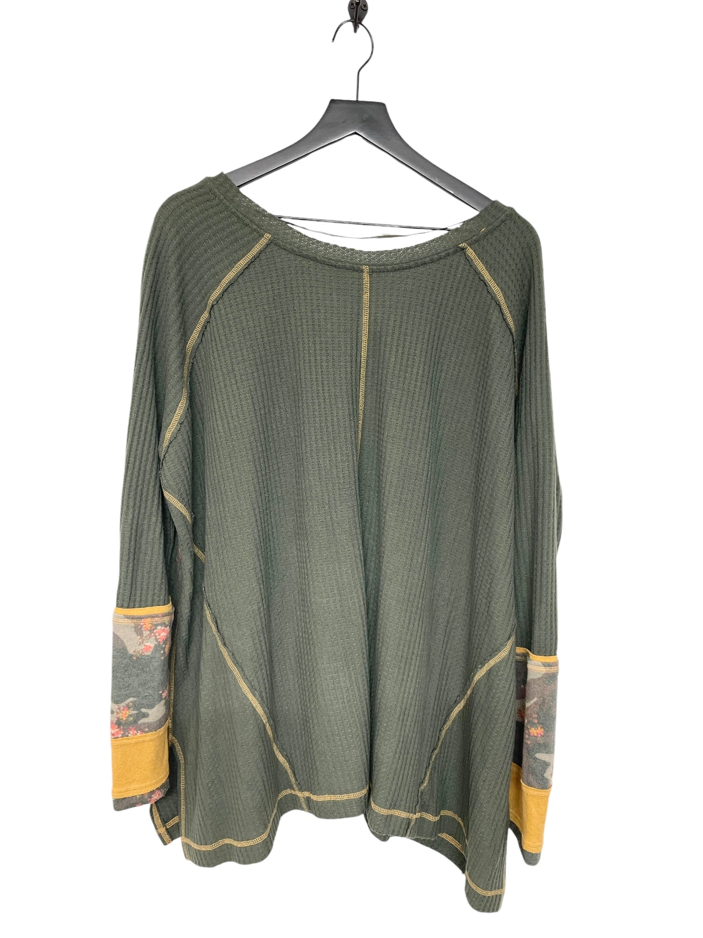 Top Long Sleeve By We The Free In Green & Yellow, Size: M