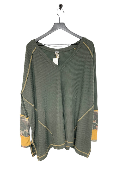 Top Long Sleeve By We The Free In Green & Yellow, Size: M