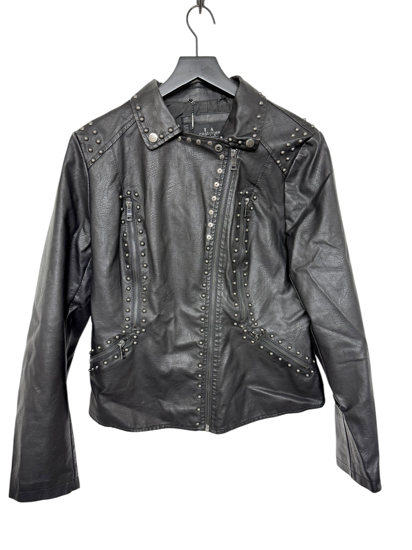 Jacket Moto By Clothes Mentor In Black, Size: Xl