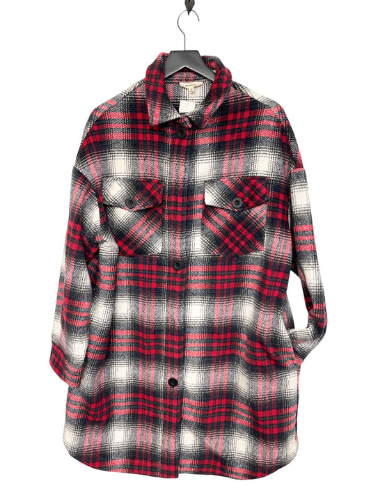 Jacket Shirt By Ee Some In Black & Red, Size: M