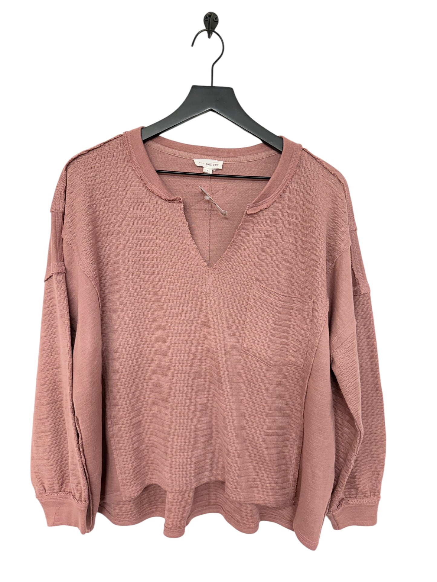 Top Long Sleeve By Blu Pepper In Pink, Size: L