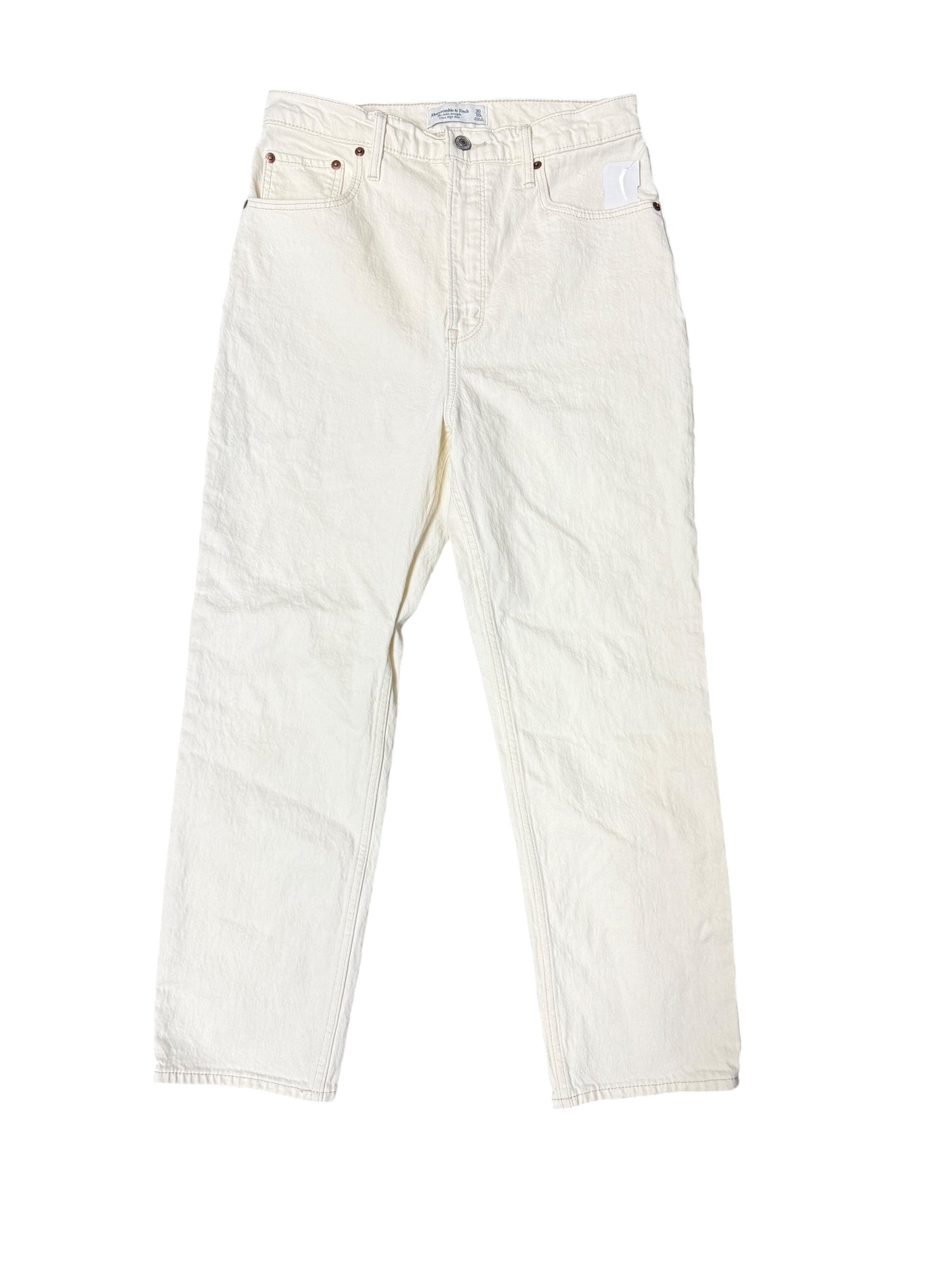 Jeans Straight By Abercrombie And Fitch In Cream Denim, Size: 10