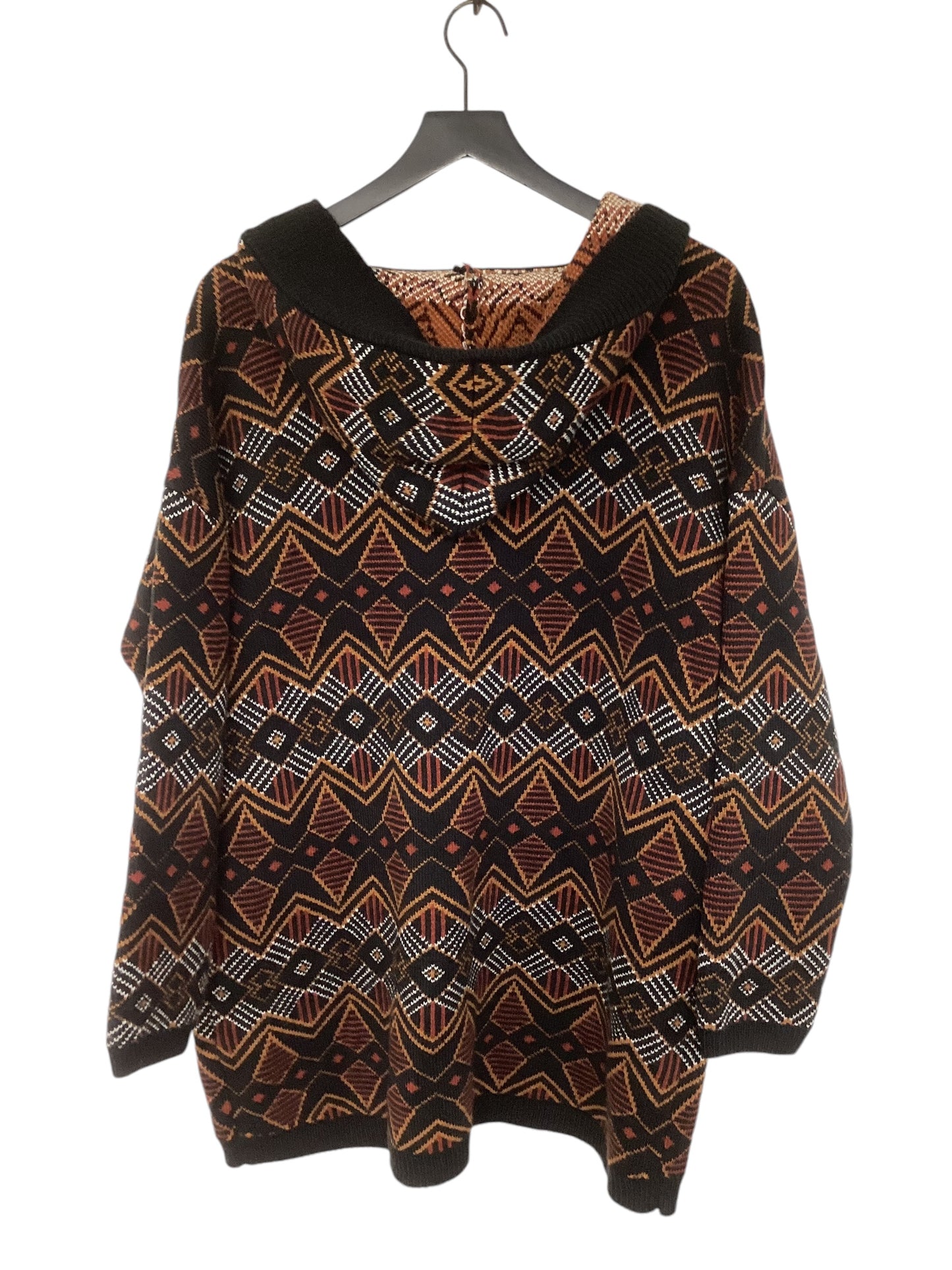 Sweater Cardigan By Cmc In Black & Orange, Size: L