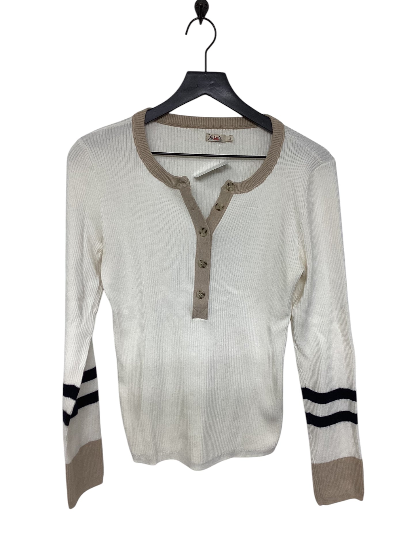 Top Long Sleeve By Faherty In Cream, Size: L