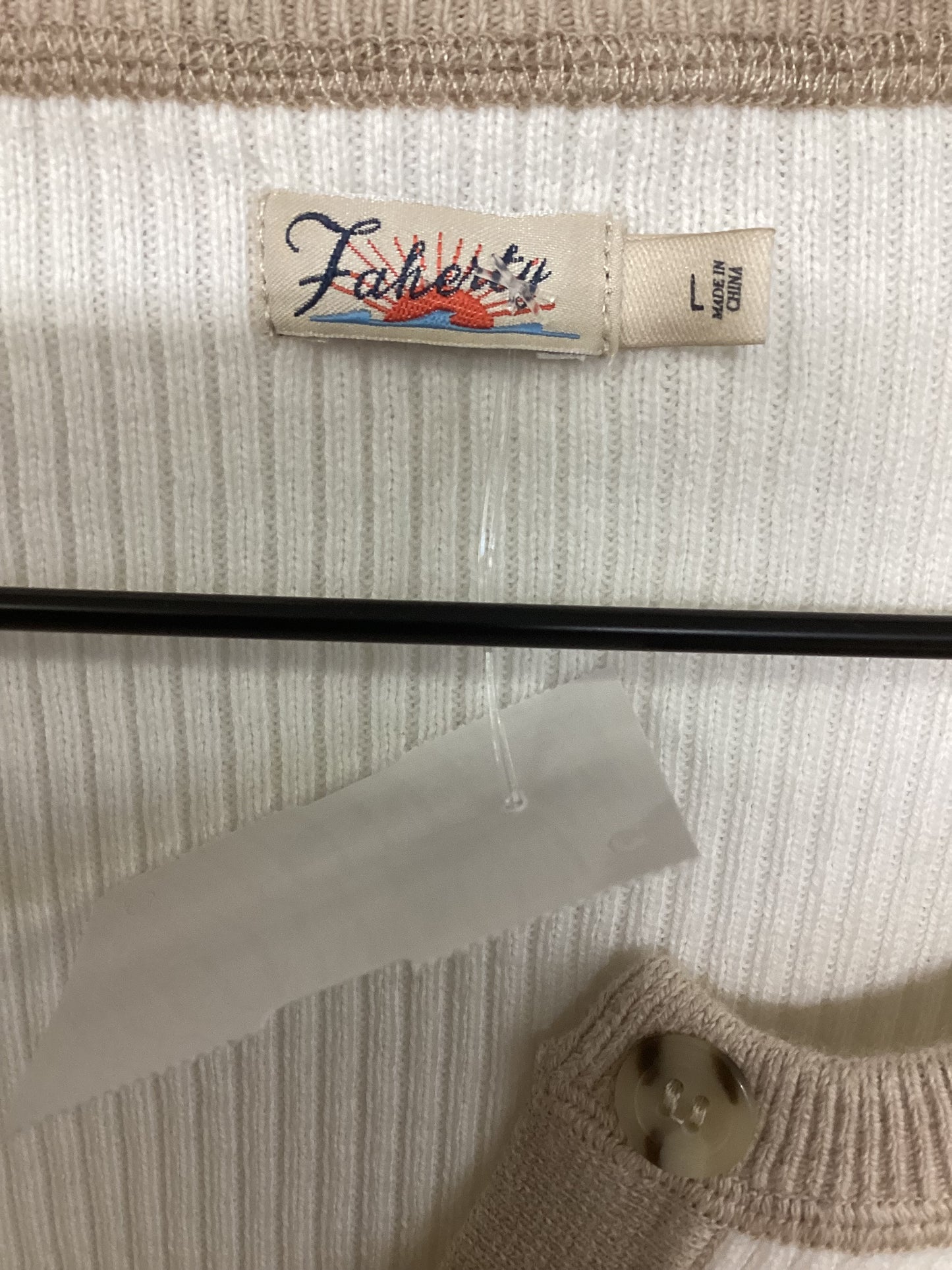 Top Long Sleeve By Faherty In Cream, Size: L