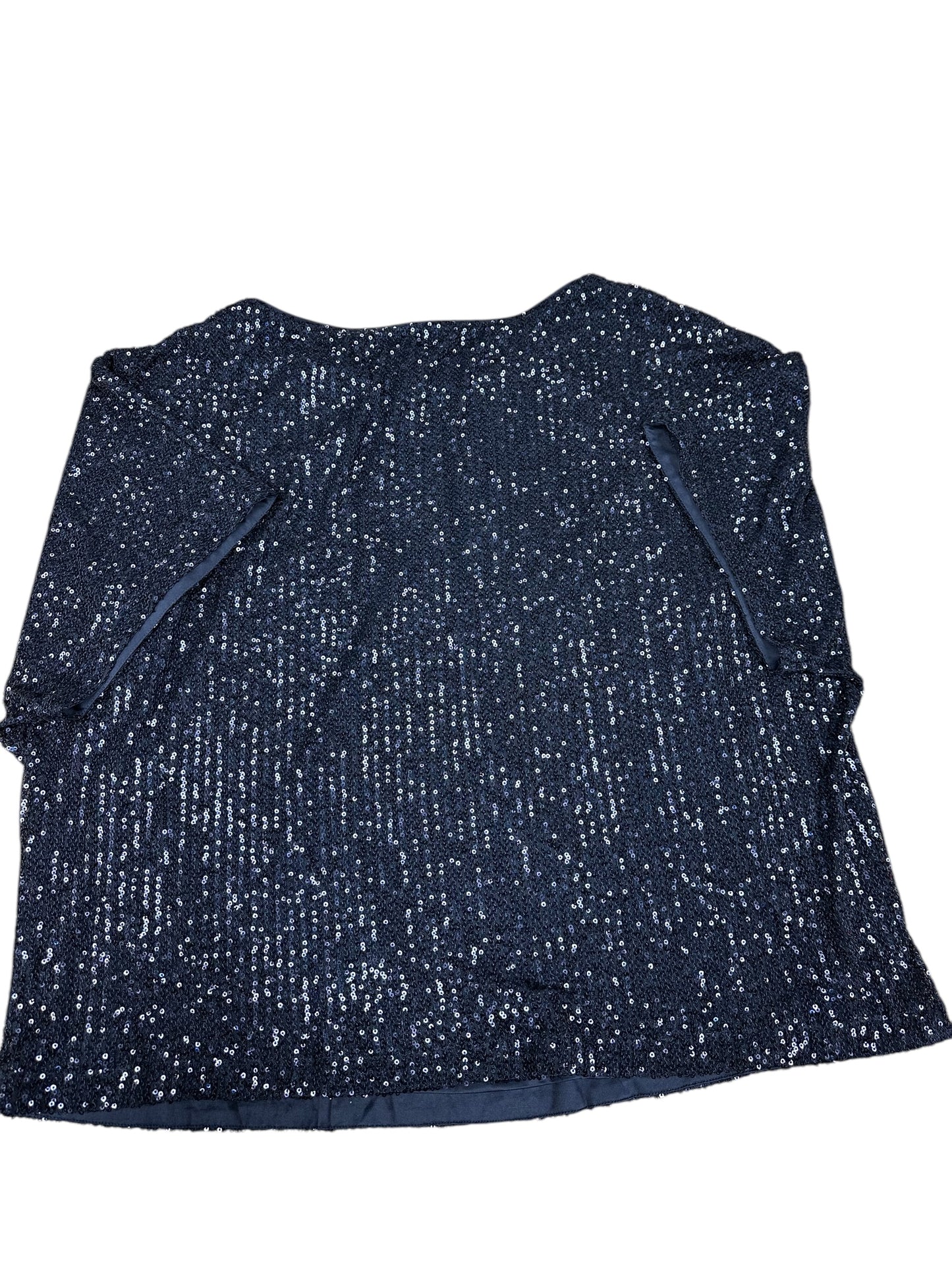 Top Short Sleeve By Skies Are Blue In Navy, Size: 1x