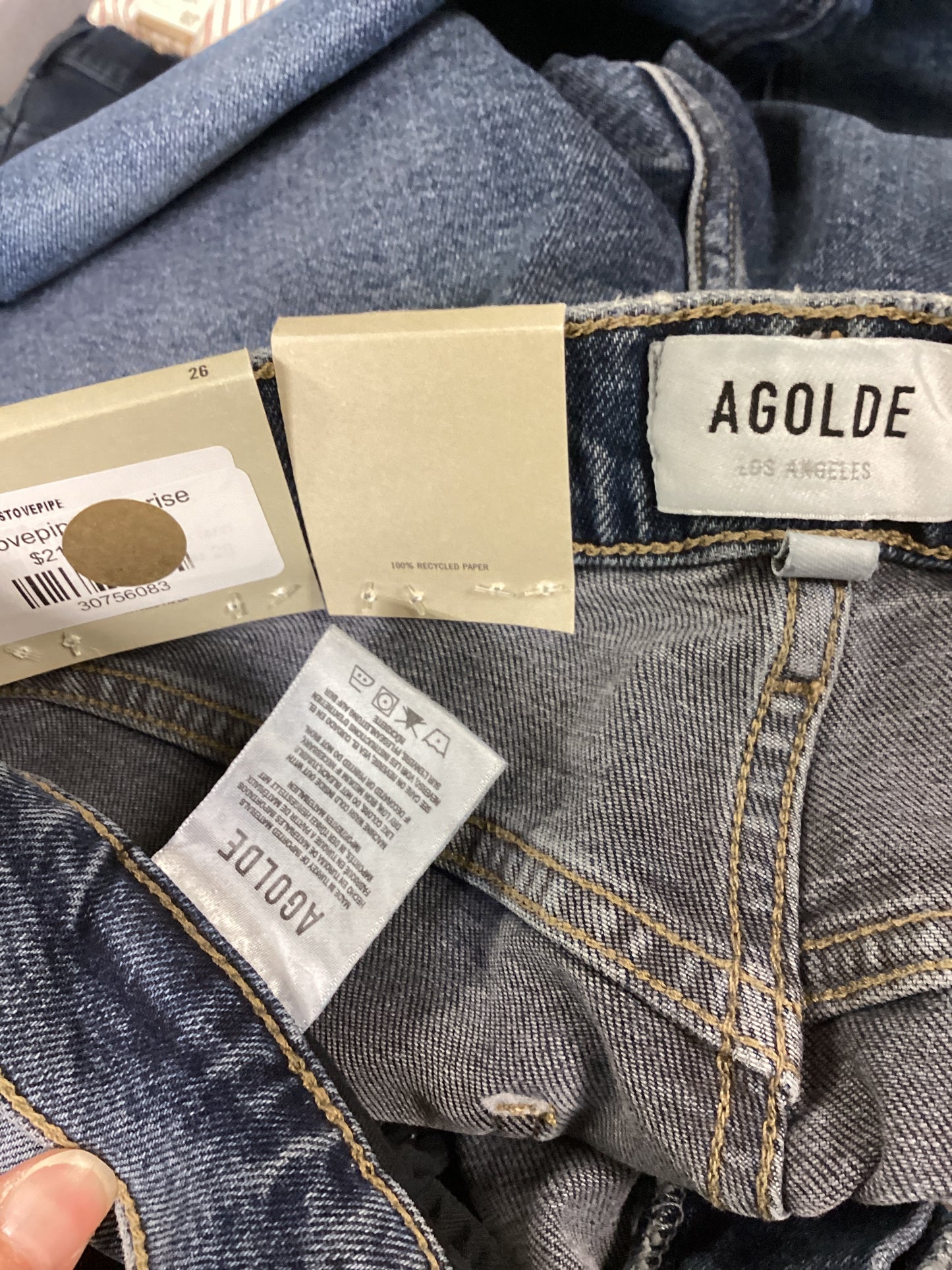 Jeans Straight By Agolde In Blue Denim, Size: 2