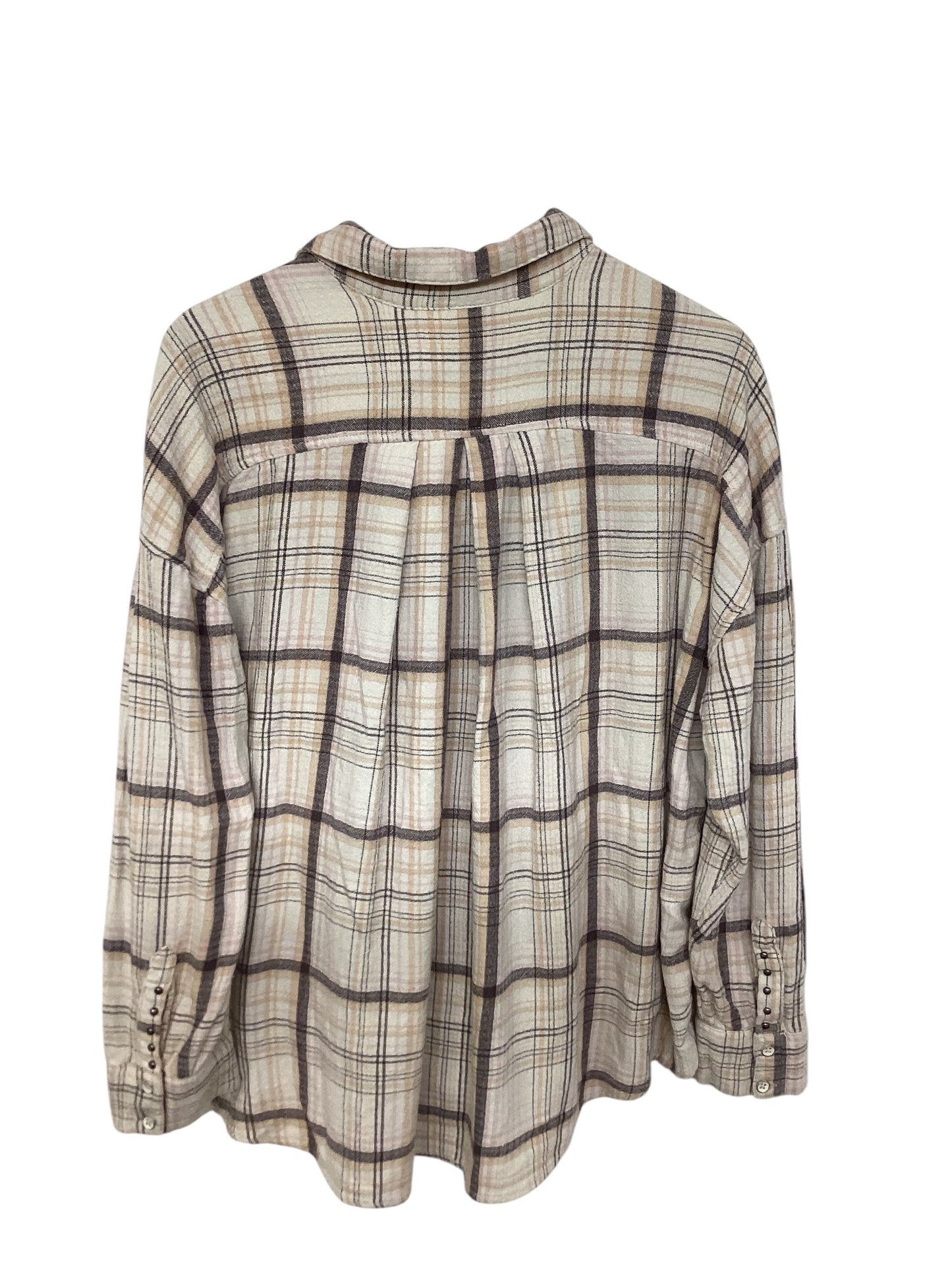 Blouse Long Sleeve By We The Free In Plaid Pattern, Size: S