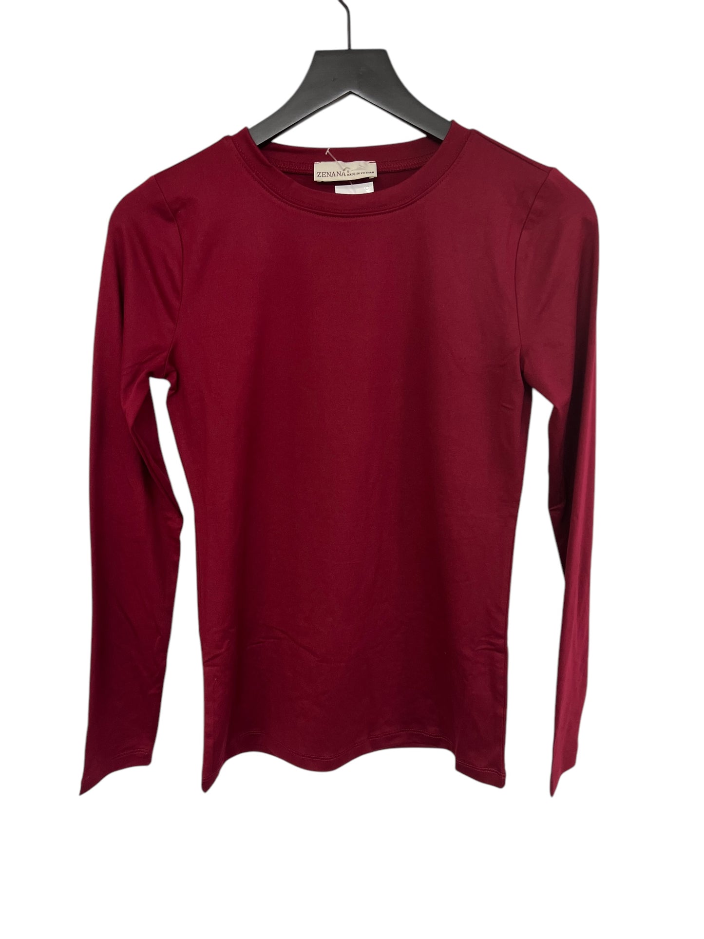 Top Long Sleeve Basic By Zenana Outfitters In Red, Size: S