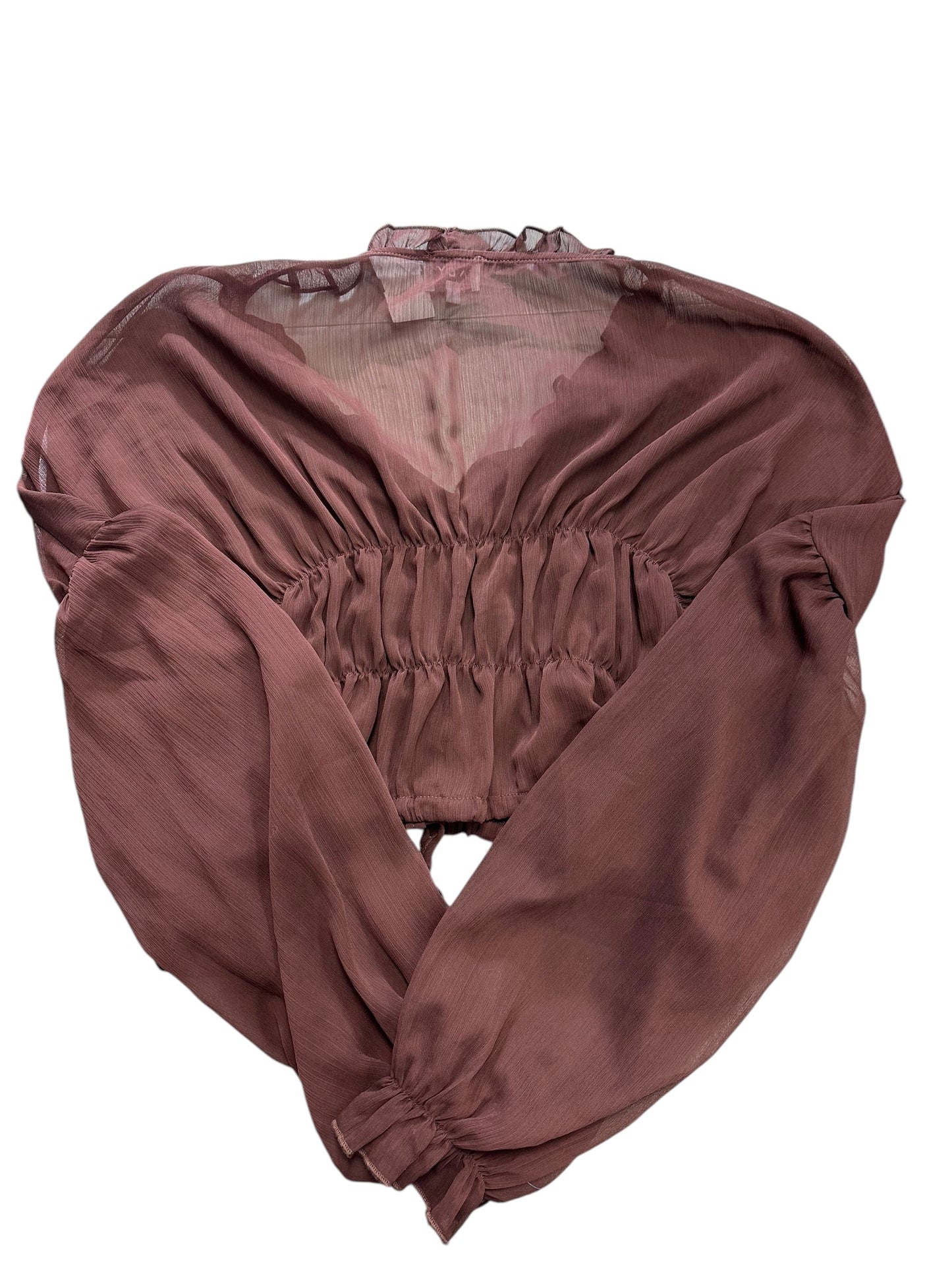 Top Long Sleeve By Cmc In Brown, Size: M