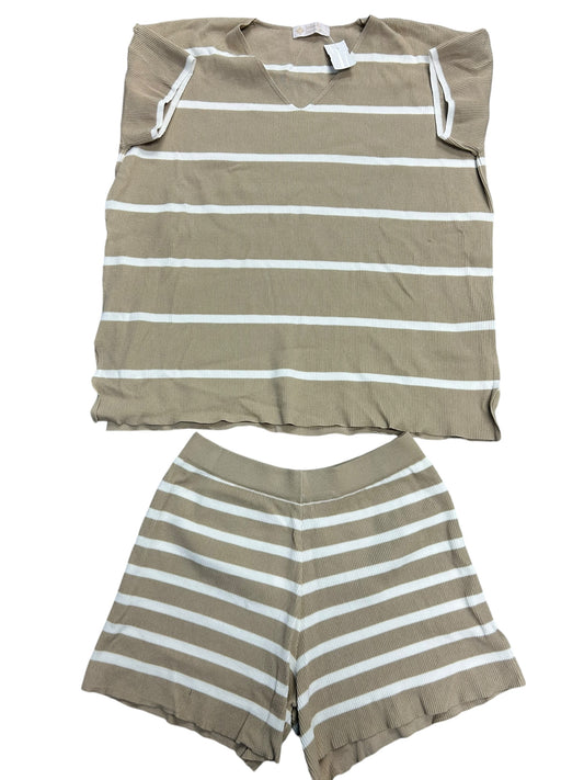 Shorts Set By Leela & Lavender In Tan & White, Size: M