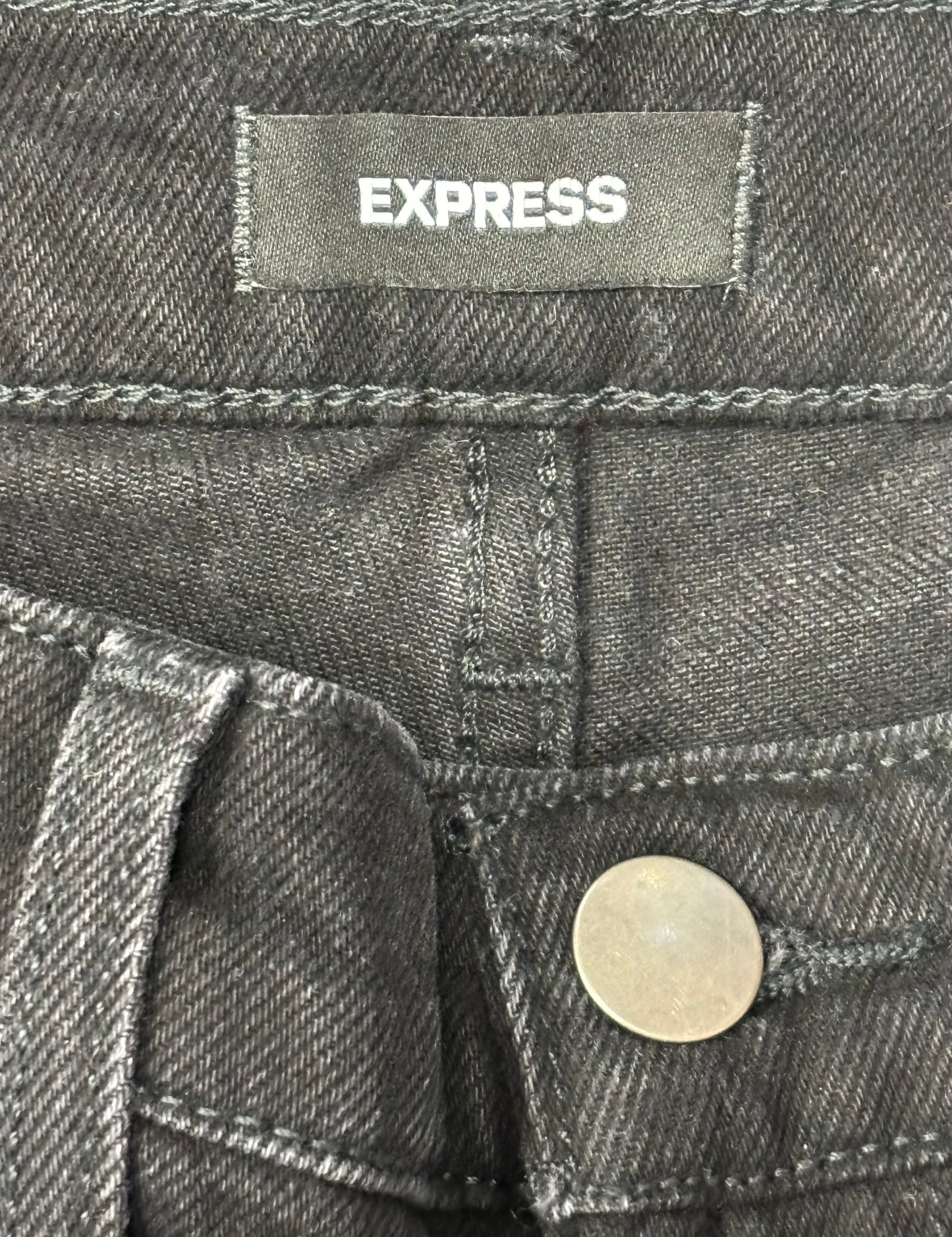 Jeans Straight By Express In Black Denim, Size: 4