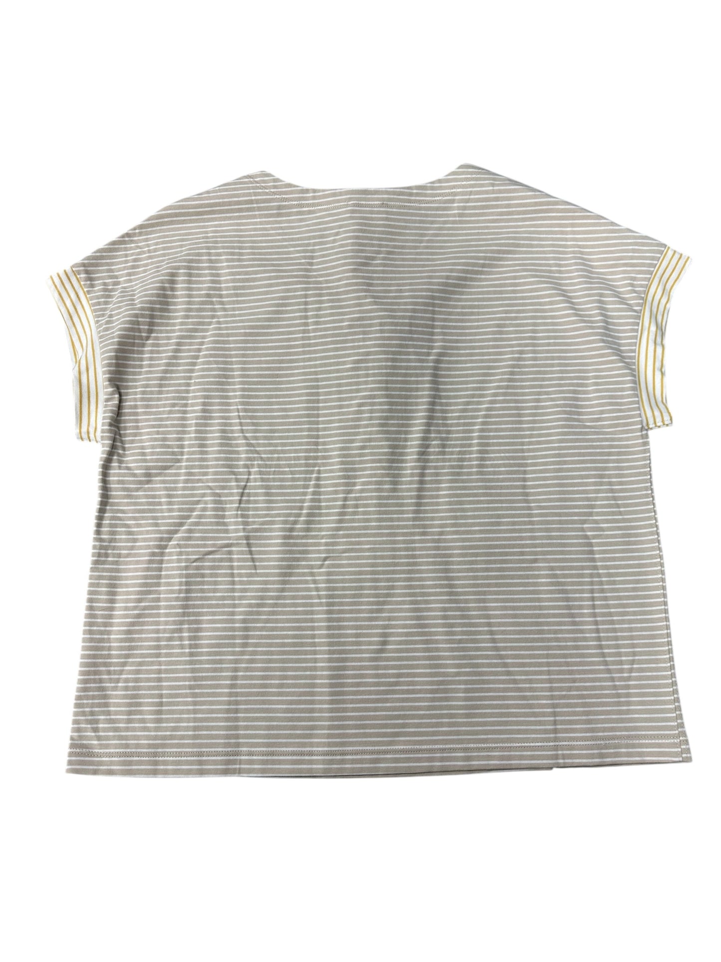 Top Short Sleeve By Hem & Thread In Tan & White, Size: S