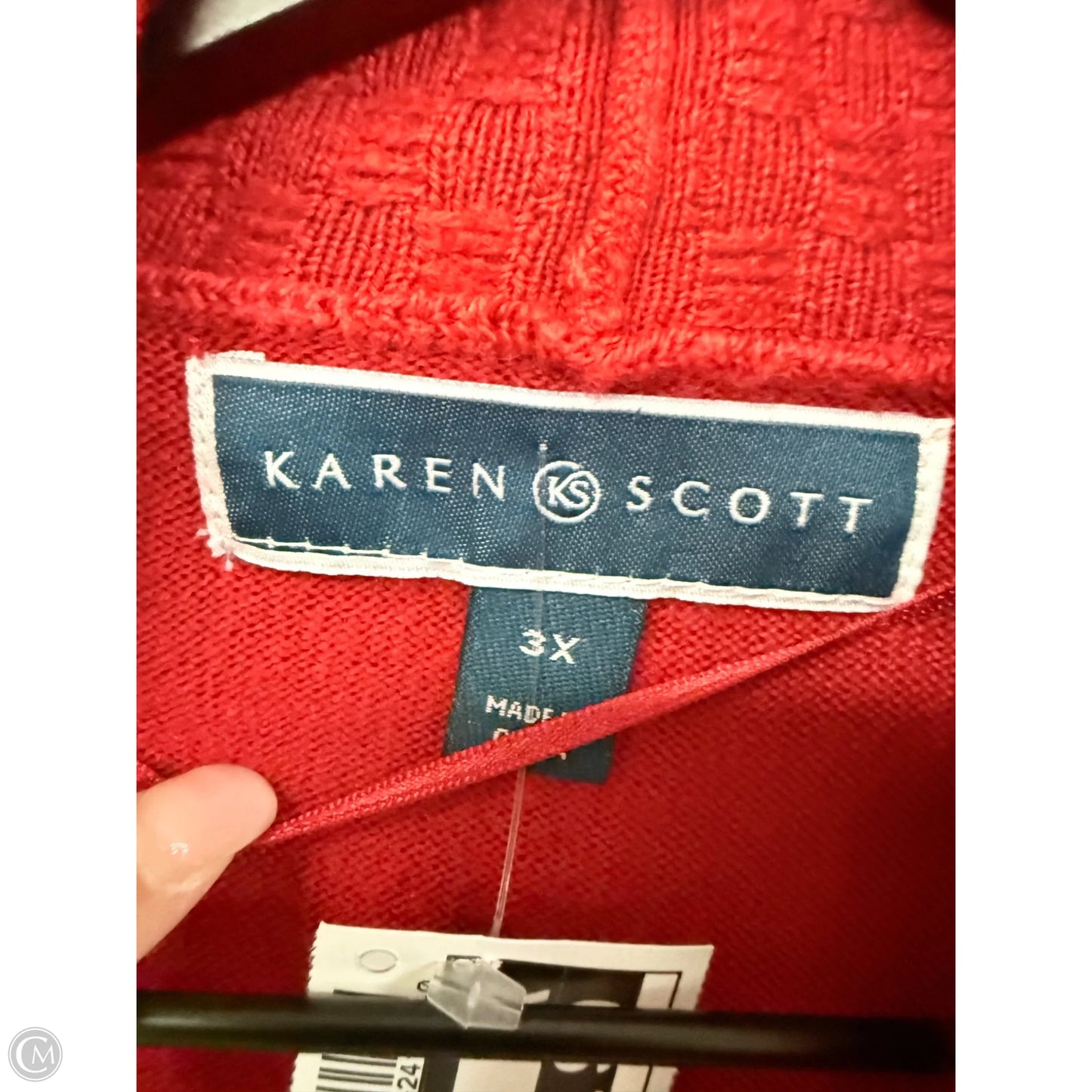 Sweater Cardigan By Karen Scott In Red, Size: 3x
