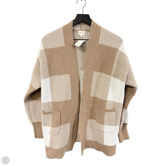 Sweater Cardigan By Clothes Mentor In Tan & White, Size: S