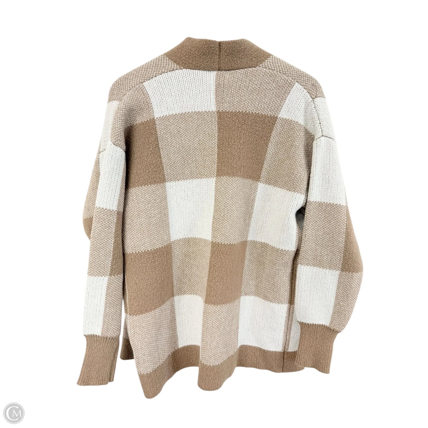 Sweater Cardigan By Clothes Mentor In Tan & White, Size: S