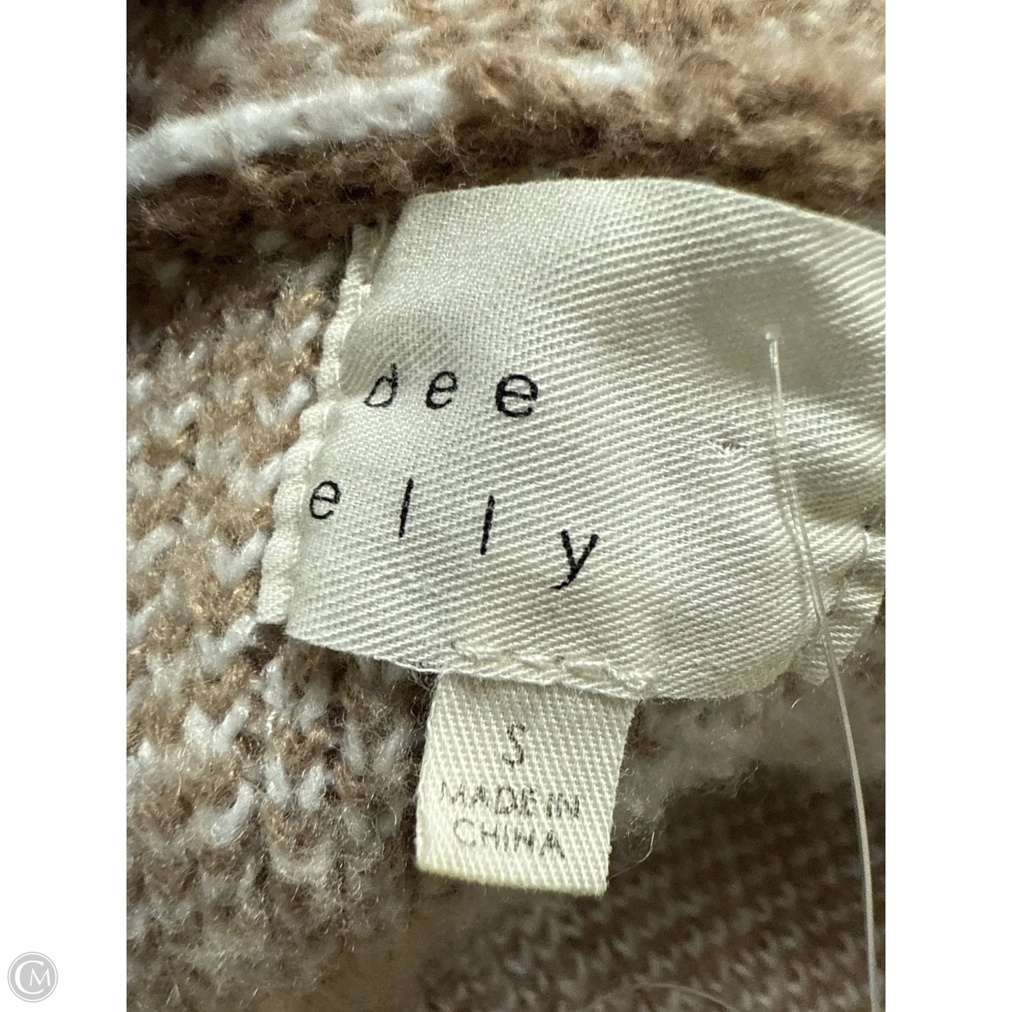 Sweater Cardigan By Clothes Mentor In Tan & White, Size: S