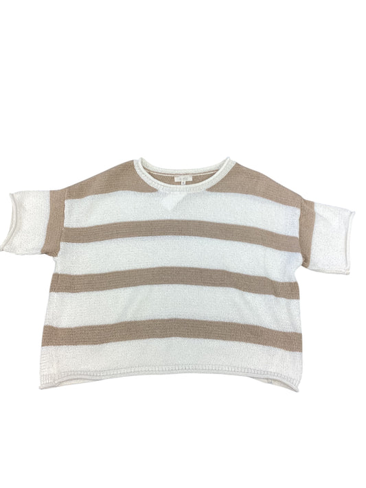 Sweater Short Sleeve By La Miel In Brown & Cream, Size: M